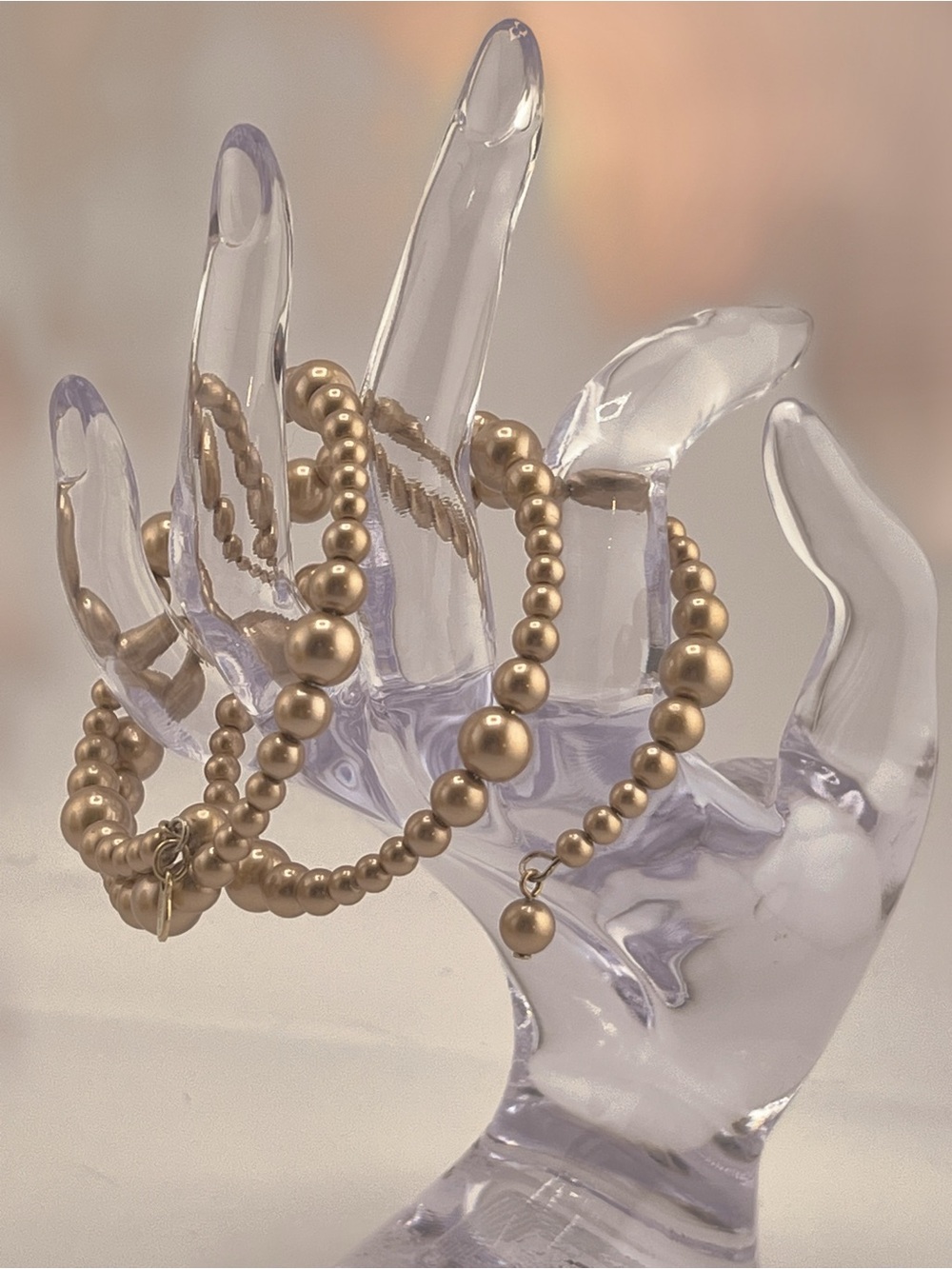 Vintage Monet (80’s) Faux Champagne Pearl Bracelet - Picture 2 of 7